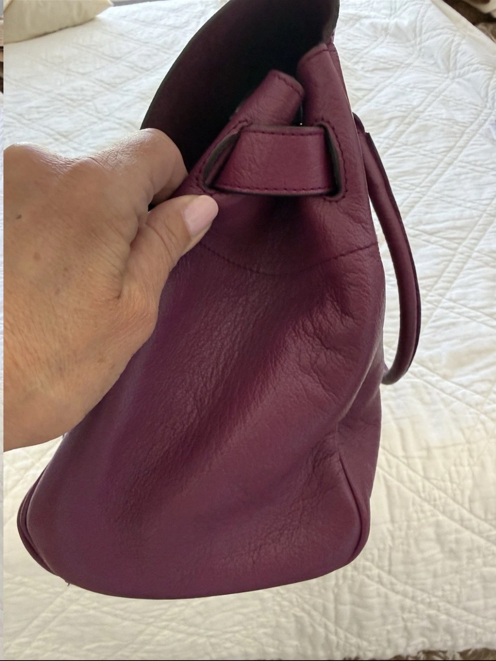 Mulberry Plum Leather Satchel with Gold Hardware - Picture 4 of 11